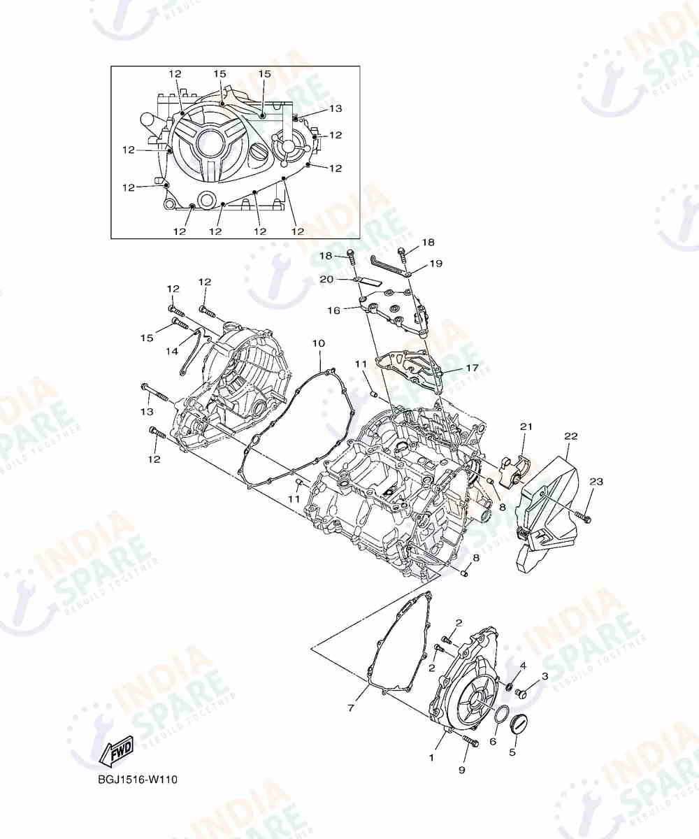 YAMAHA D772 MT 03 Series CRANKCASE COVER 1